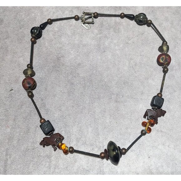 Vintage Treska Abstract Beaded Safari Necklace - Picture 5 of 7